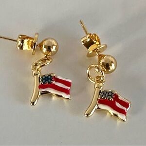 Gold American Flag Dangle Earrings | Handmade Patriotic Jewelry